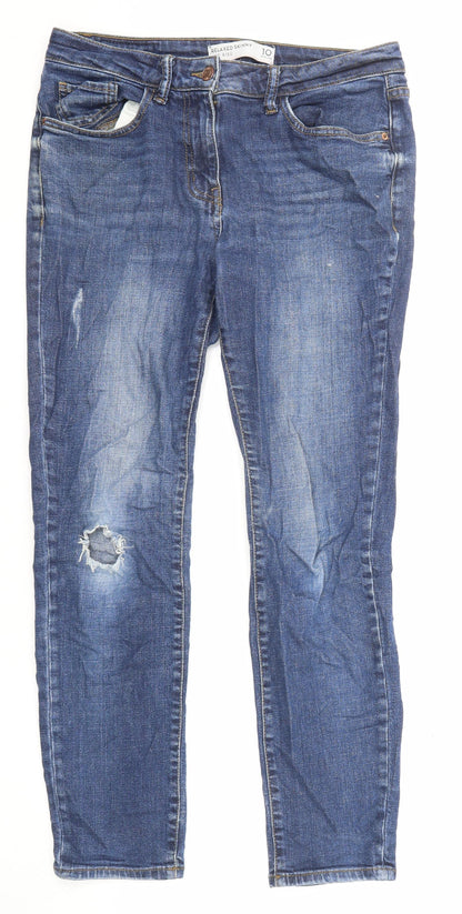 NEXT Womens Blue Cotton Skinny Jeans Size 10 L27 in Regular Zip