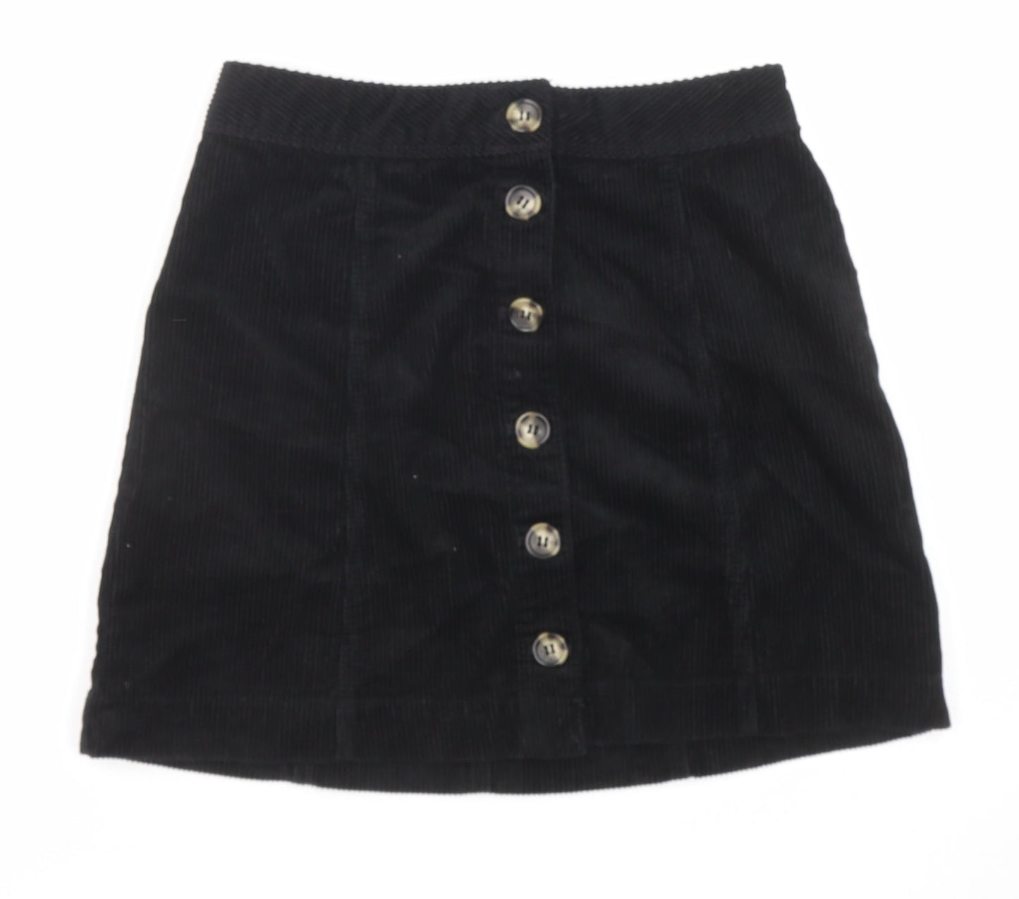 Divided by H&M Womens Black Cotton A-Line Skirt Size 6 Button