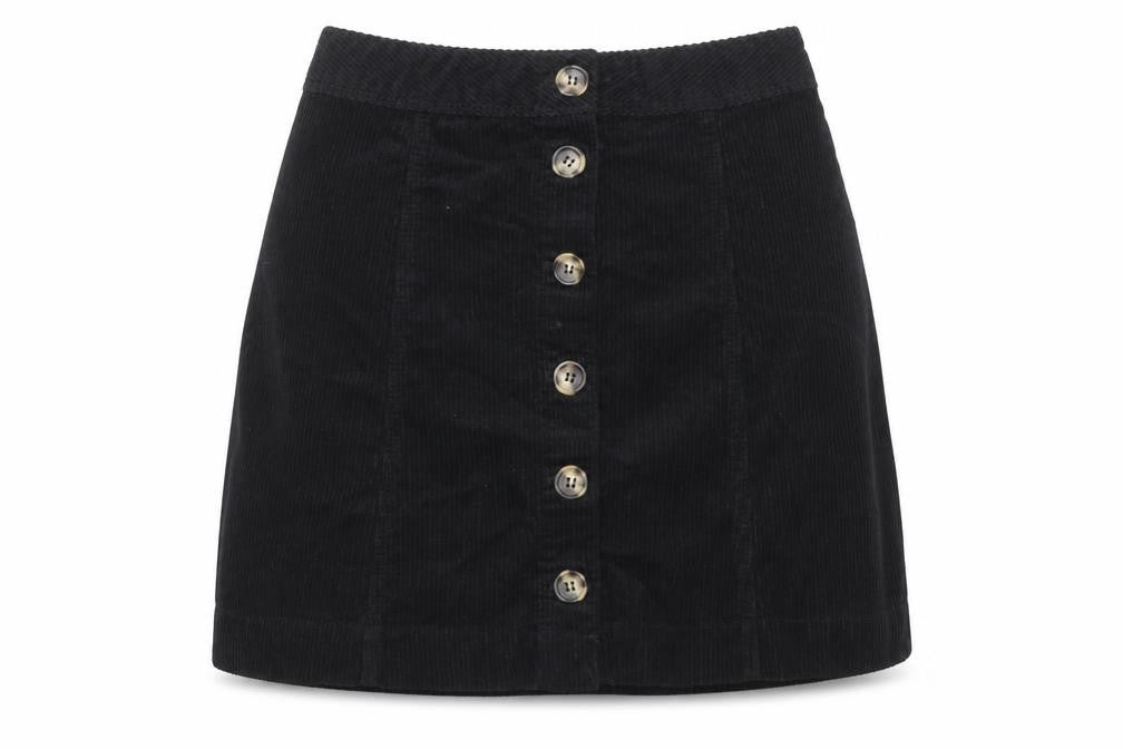 Divided by H&M Womens Black Cotton A-Line Skirt Size 6 Button