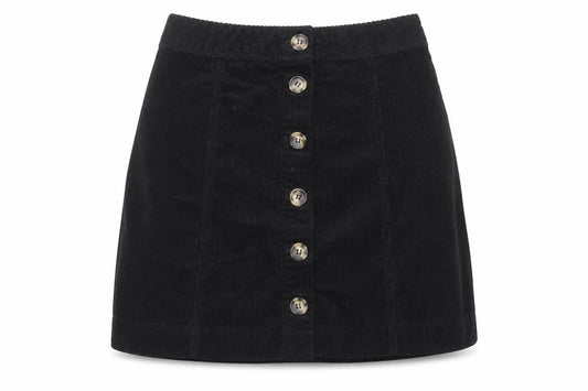 Divided by H&M Womens Black Cotton A-Line Skirt Size 6 Button