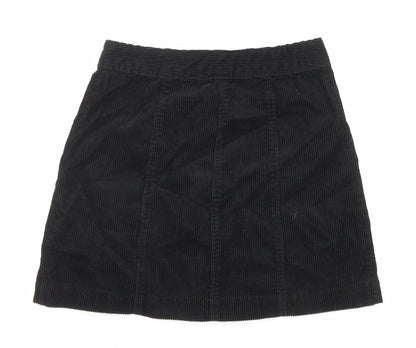 Divided by H&M Womens Black Cotton A-Line Skirt Size 6 Button
