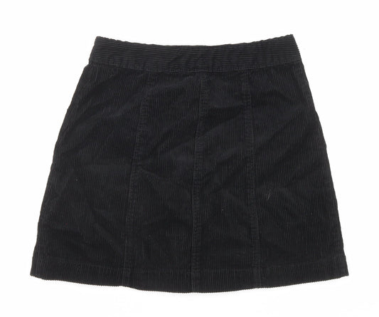 Divided by H&M Womens Black Cotton A-Line Skirt Size 6 Button