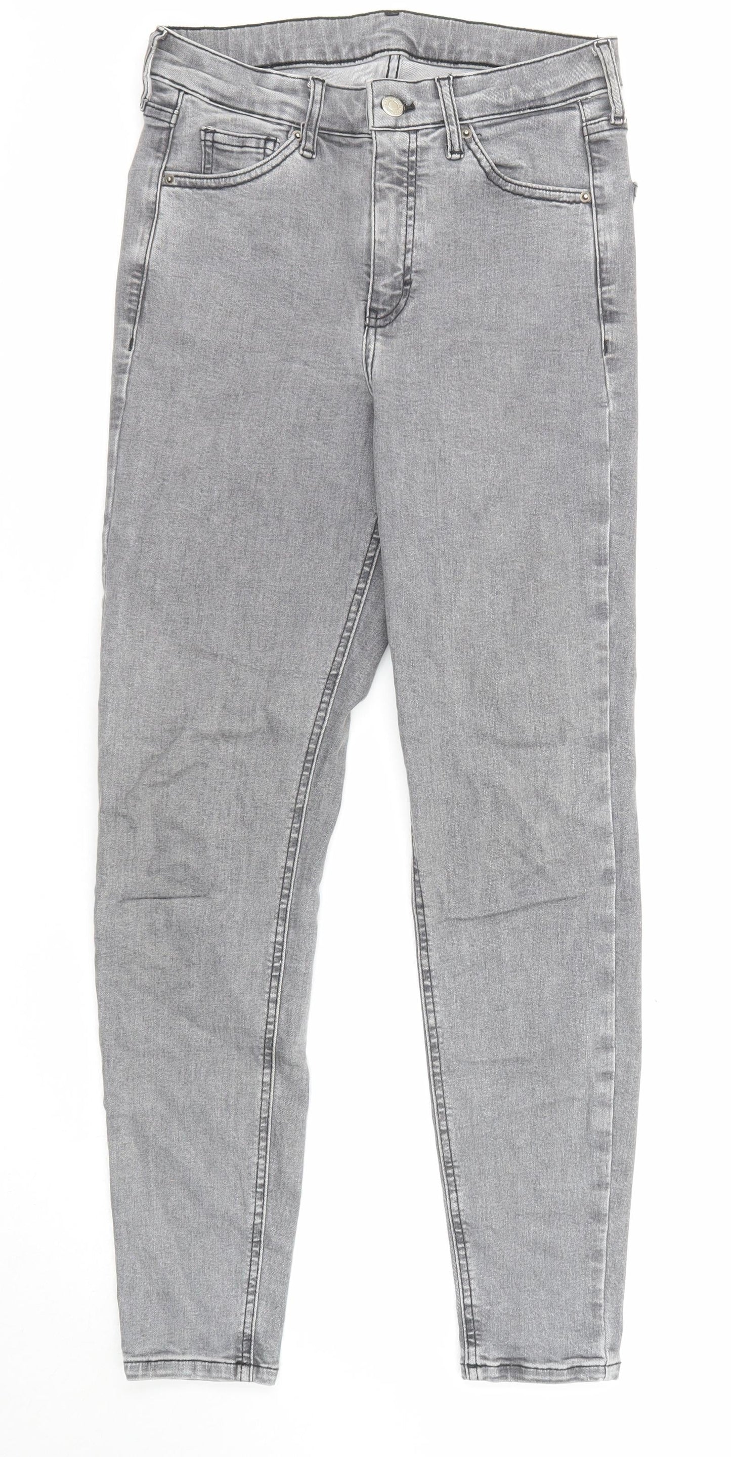 Topshop Womens Grey Cotton Skinny Jeans Size 26 in L32 in Regular Zip