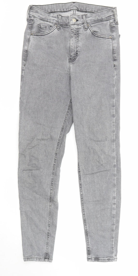 Topshop Womens Grey Cotton Skinny Jeans Size 26 in L32 in Regular Zip