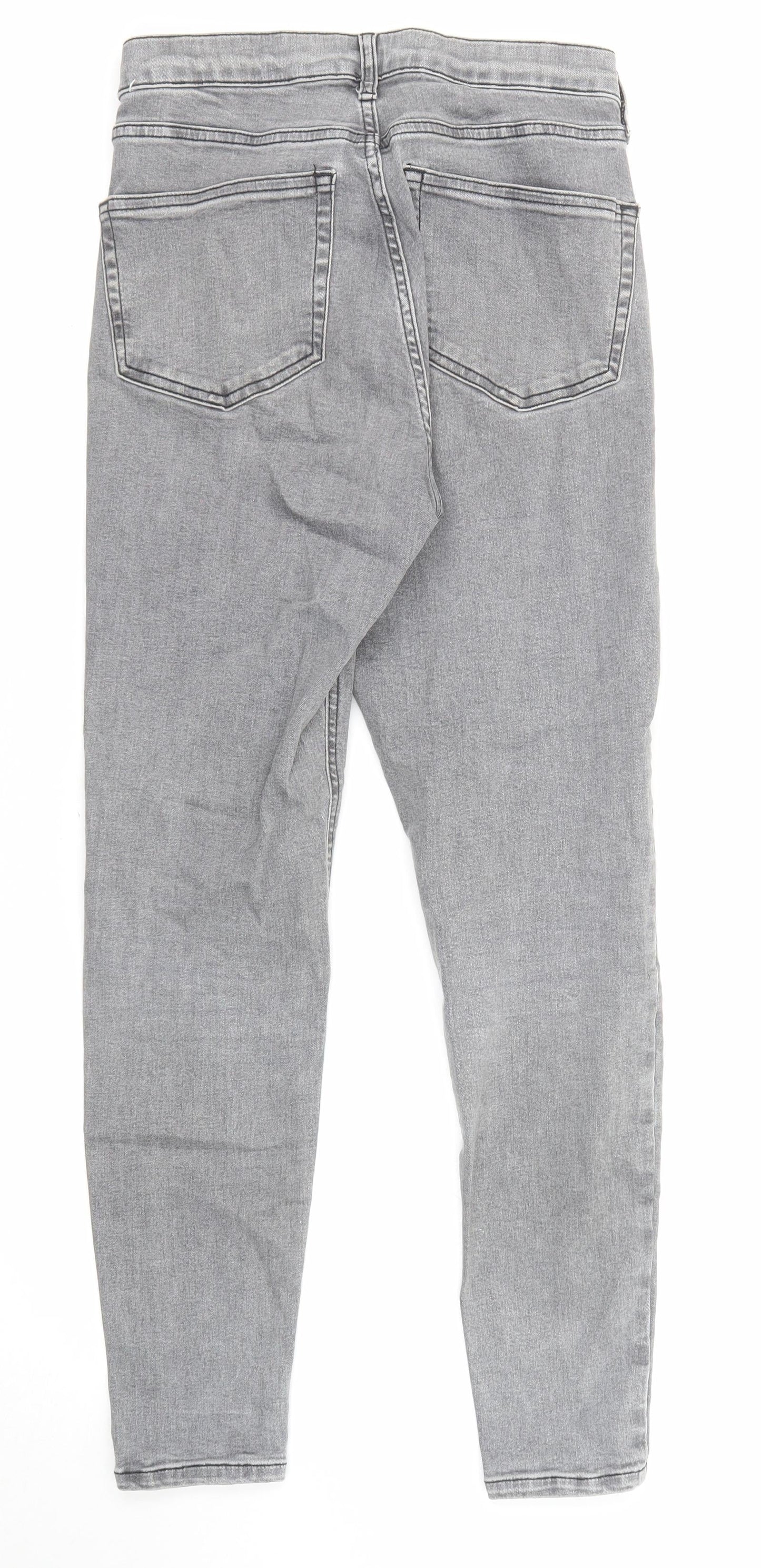 Topshop Womens Grey Cotton Skinny Jeans Size 26 in L32 in Regular Zip