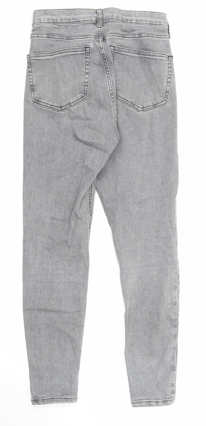 Topshop Womens Grey Cotton Skinny Jeans Size 26 in L32 in Regular Zip