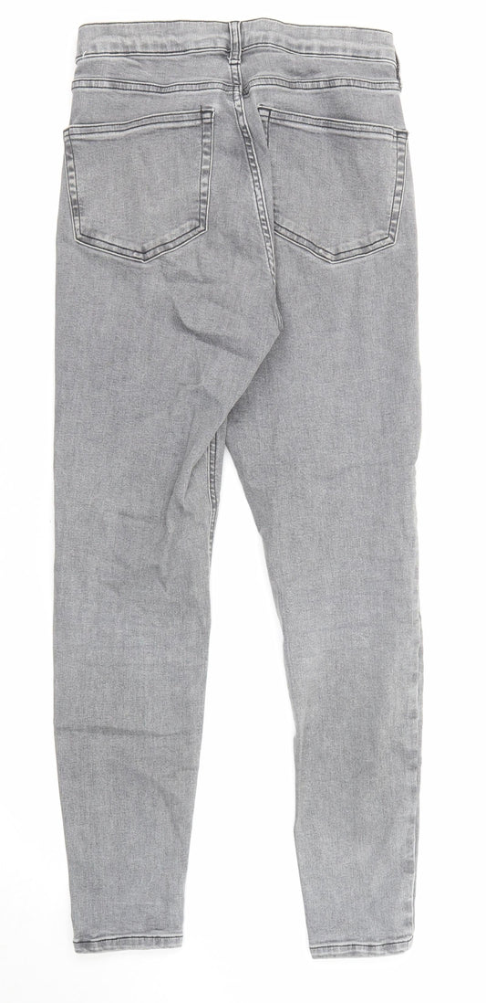 Topshop Womens Grey Cotton Skinny Jeans Size 26 in L32 in Regular Zip