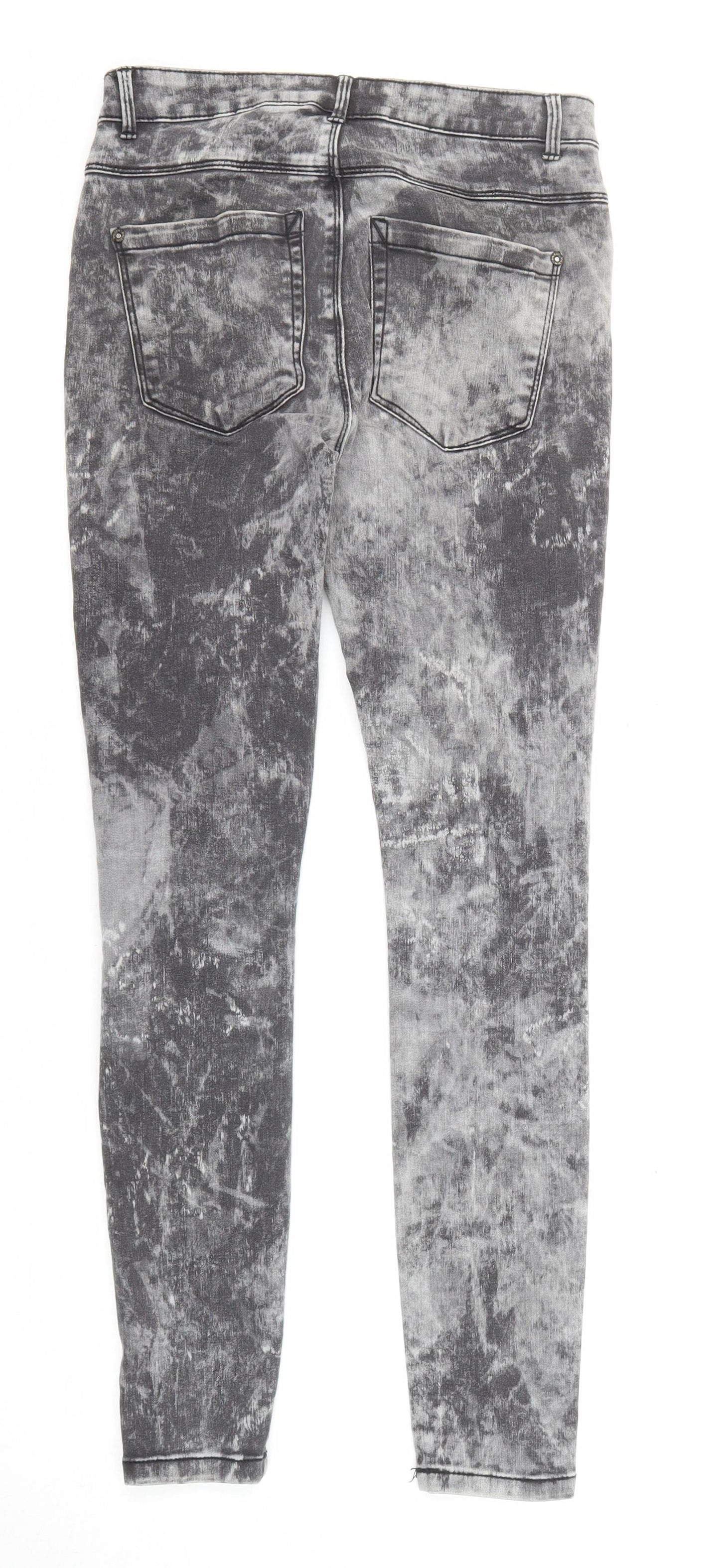 Onlly Womens Grey Cotton Skinny Jeans Size 25 in L27 in Regular Zip - Tie Dye