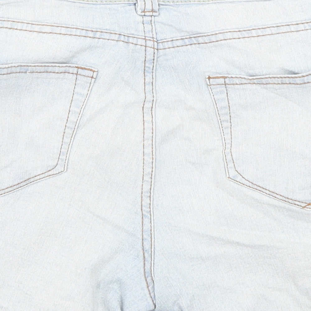 Peacocks Womens Blue Cotton Boyfriend Shorts Size 8 L3 in Regular Zip