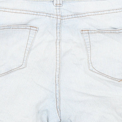Peacocks Womens Blue Cotton Boyfriend Shorts Size 8 L3 in Regular Zip