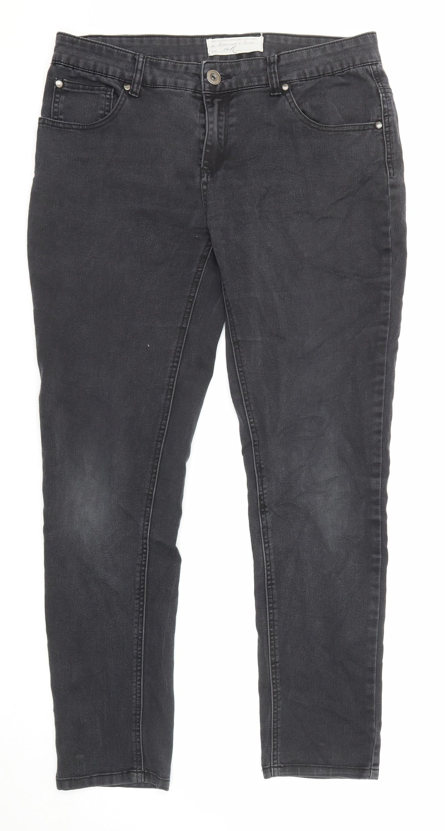 Diamonds & Diva Womens Grey Cotton Skinny Jeans Size 14 L29 in Regular Zip