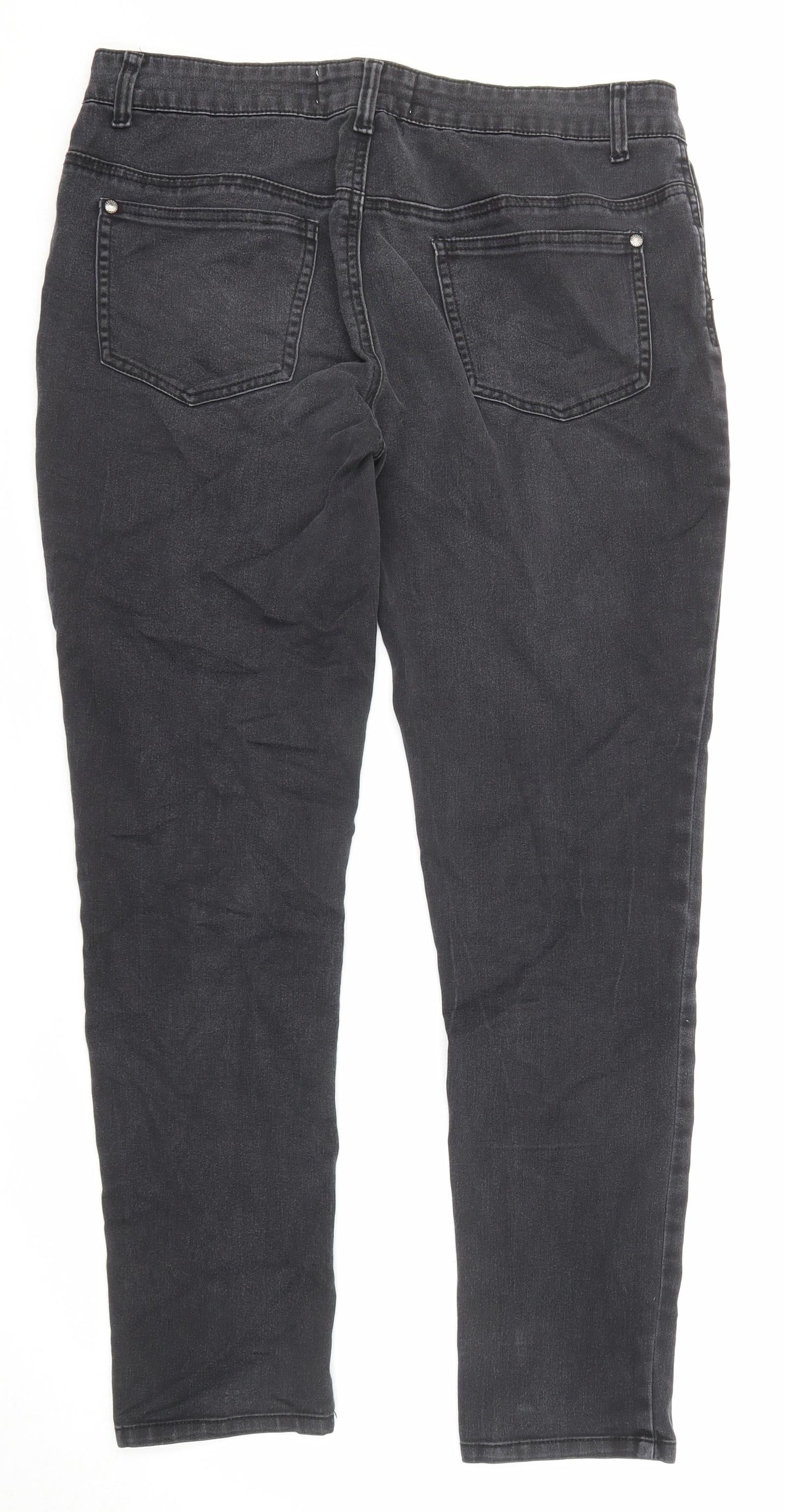 Diamonds & Diva Womens Grey Cotton Skinny Jeans Size 14 L29 in Regular Zip