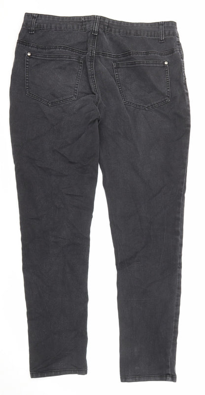 Diamonds & Diva Womens Grey Cotton Skinny Jeans Size 14 L29 in Regular Zip