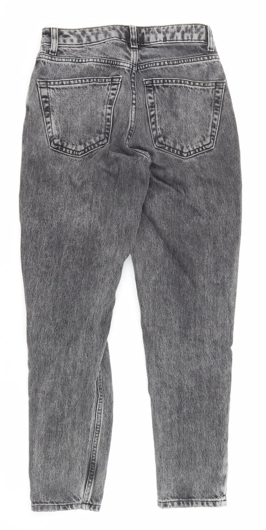 Topshop Womens Grey Cotton Mom Jeans Size 25 in L30 in Regular Zip