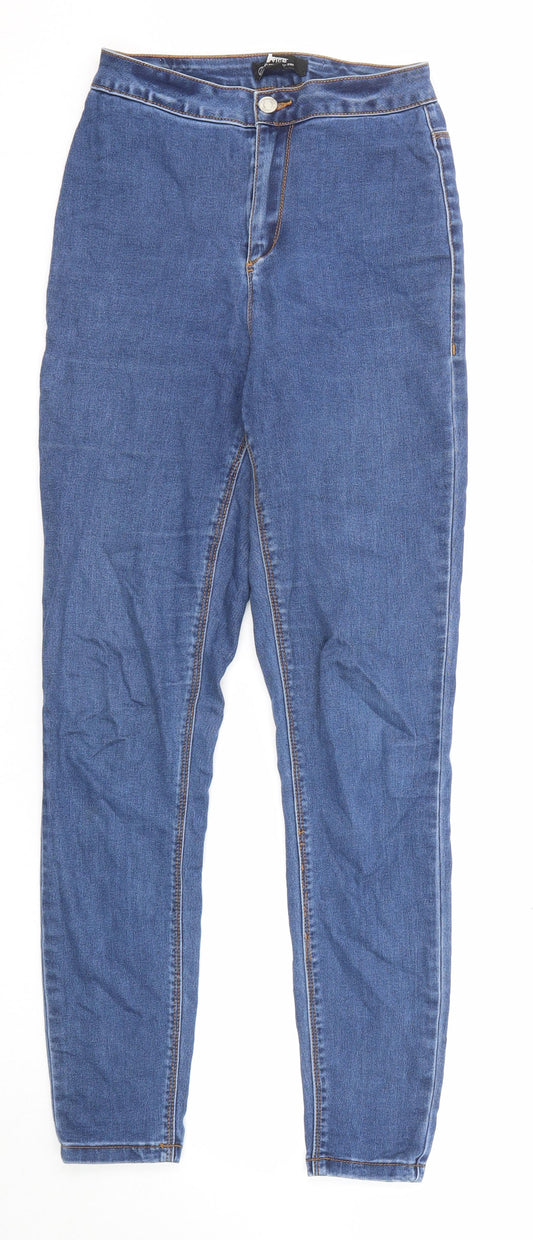 Missguided Womens Blue Cotton Skinny Jeans Size 8 L28 in Regular Zip