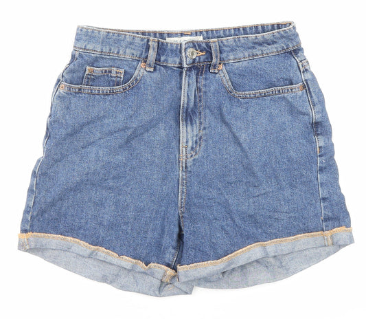 Denim & Co. Womens Blue Cotton Boyfriend Shorts Size 8 L3 in Regular Zip