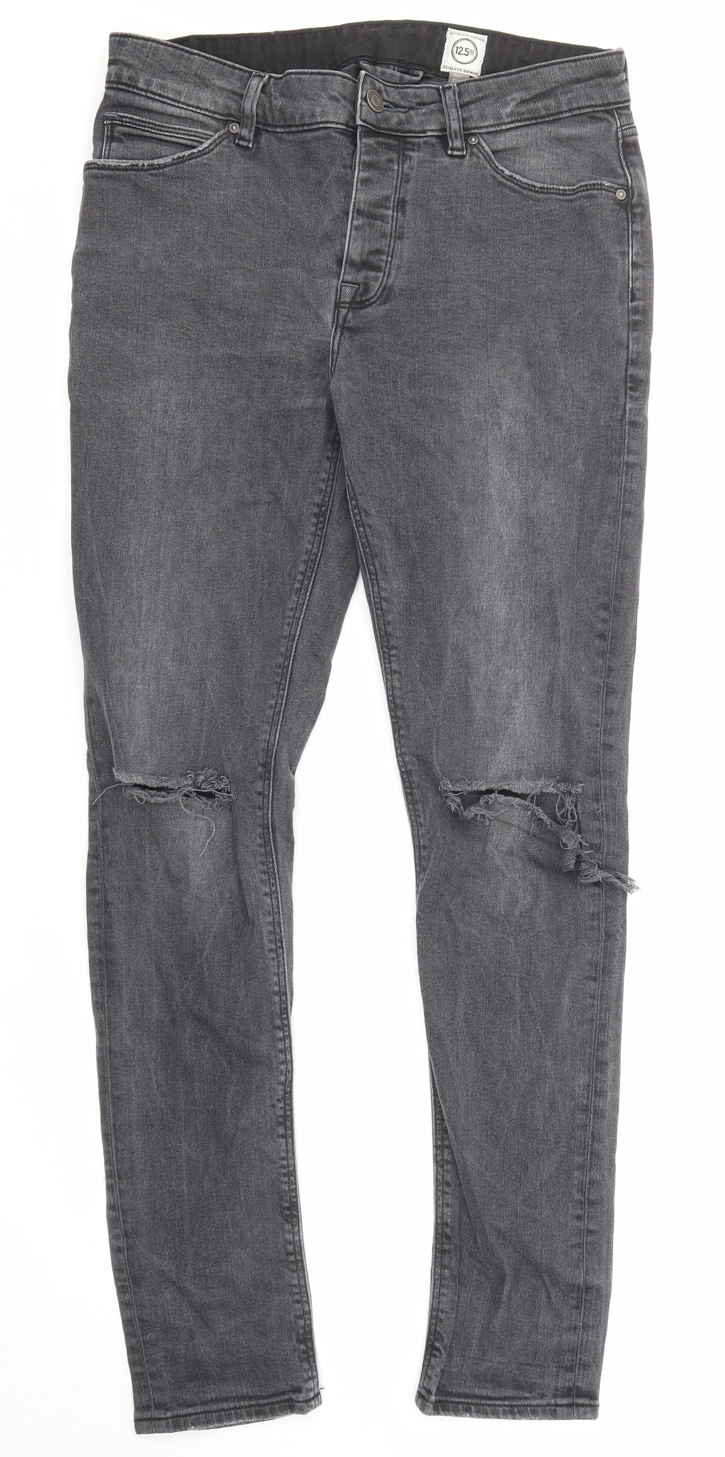 ASOS Mens Grey Cotton Skinny Jeans Size 32 in L32 in Regular Zip