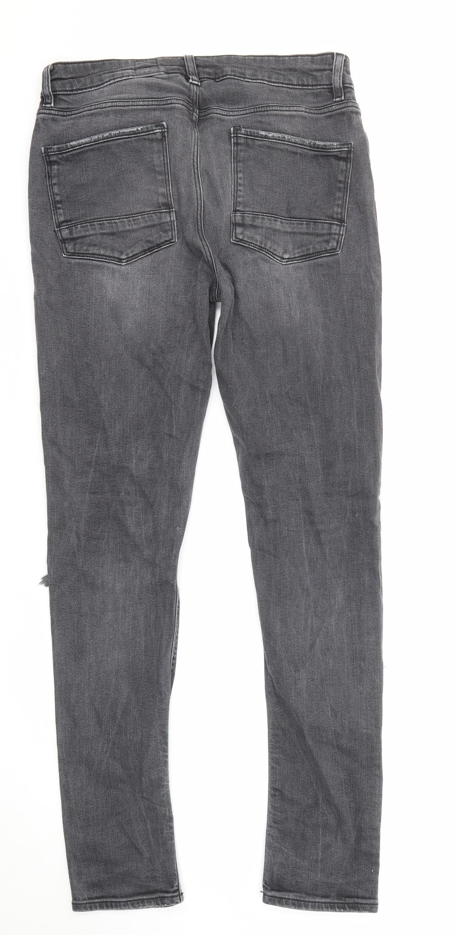 ASOS Mens Grey Cotton Skinny Jeans Size 32 in L32 in Regular Zip