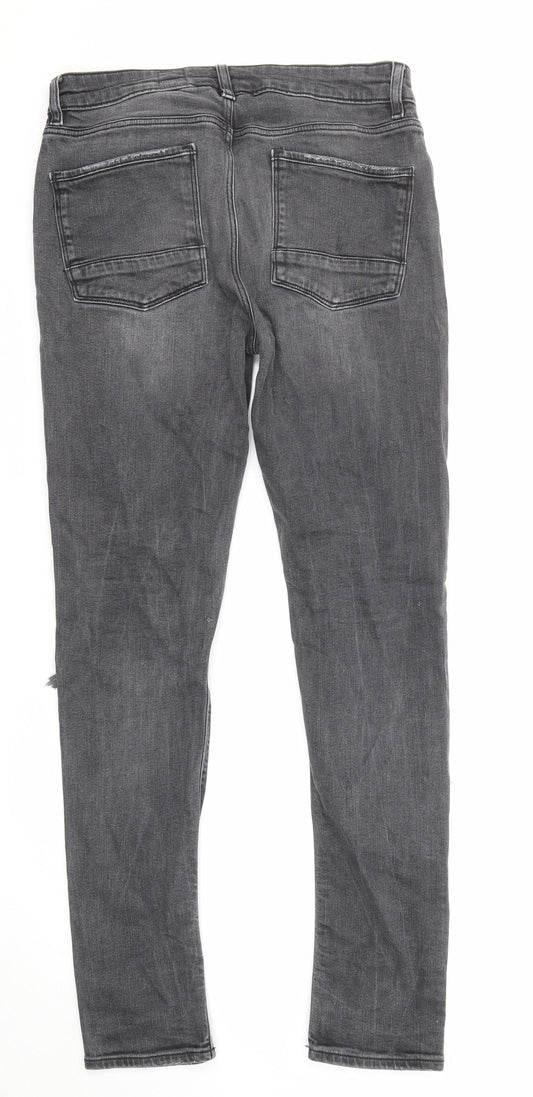 ASOS Mens Grey Cotton Skinny Jeans Size 32 in L32 in Regular Zip