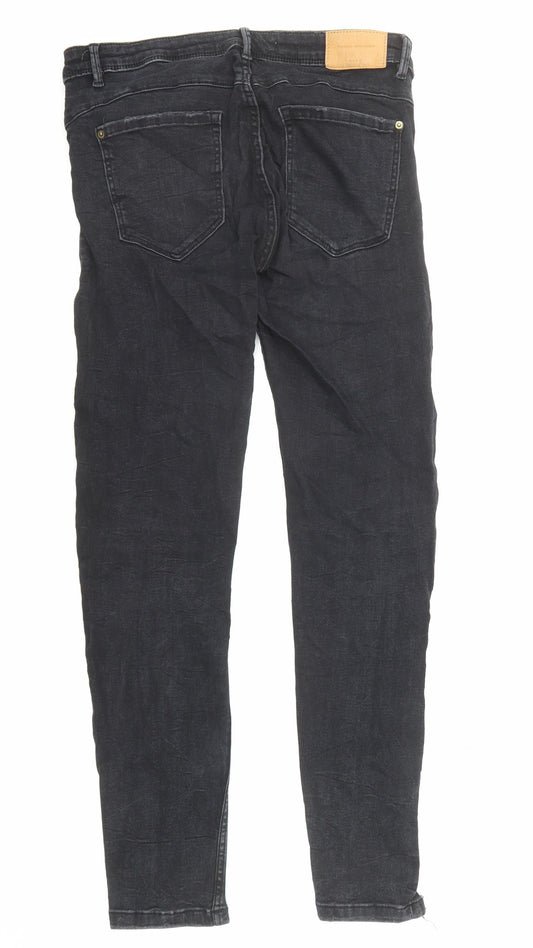 Zara Womens Black Cotton Skinny Jeans Size 8 L27 in Regular Zip
