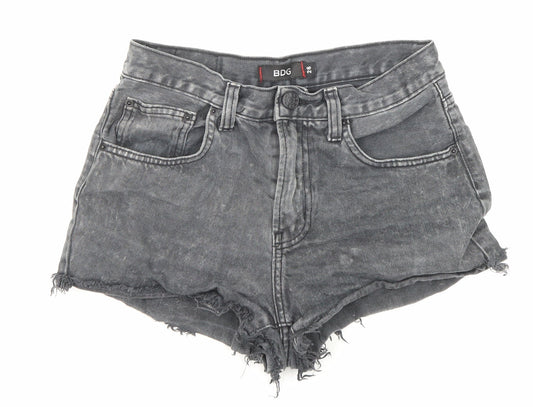 BDG Womens Black Cotton Boyfriend Shorts Size 26 in Regular Zip - Raw Hems