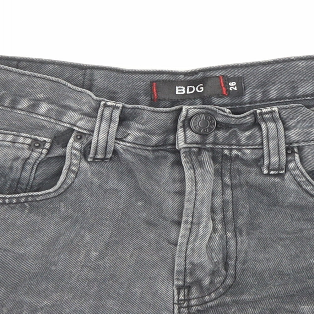 BDG Womens Black Cotton Boyfriend Shorts Size 26 in Regular Zip - Raw Hems