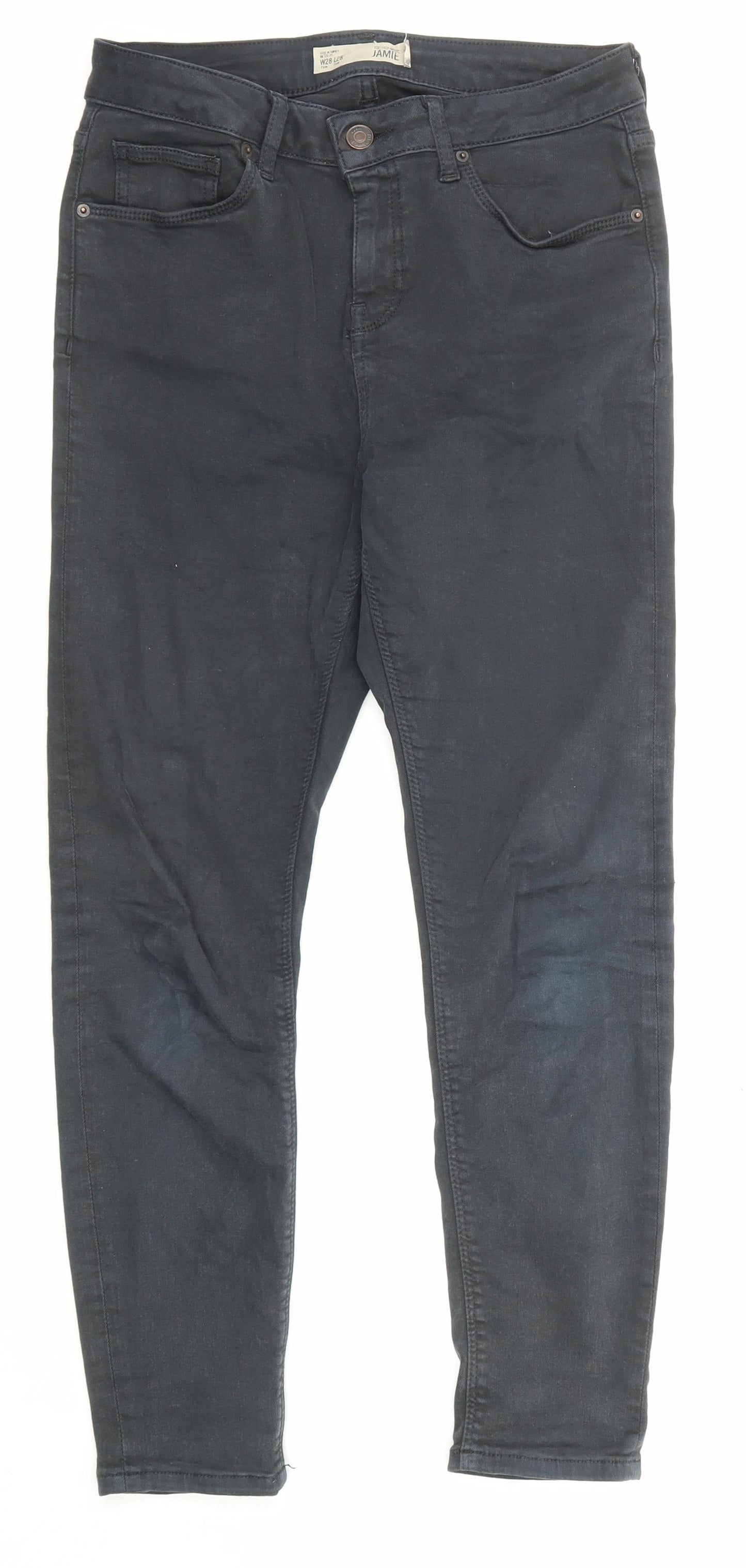 Topshop Womens Black Cotton Skinny Jeans Size 28 in L28 in Regular Zip