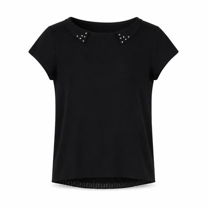 Zara Womens Black Polyester Basic Blouse Size S Collared