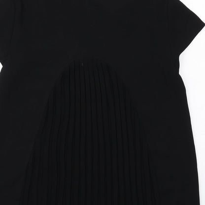 Zara Womens Black Polyester Basic Blouse Size S Collared