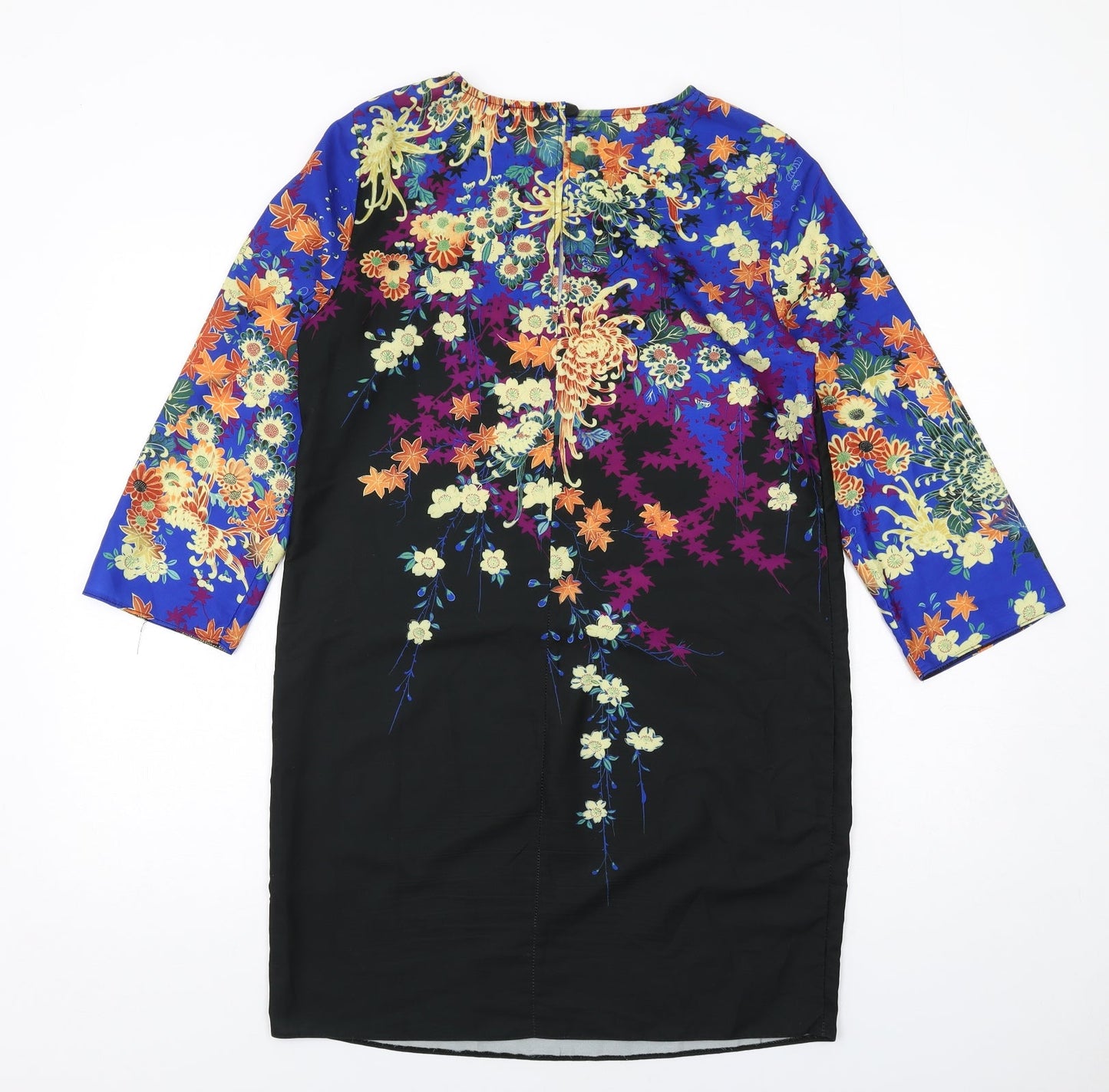ASOS Womens Multicoloured Floral Polyester Shift Size 10 Round Neck Button