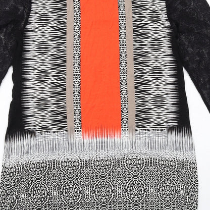 Julien Macdonald Womens Multicoloured Geometric Viscose Shift Size 12 Boat Neck Pullover - Lace Sleeves