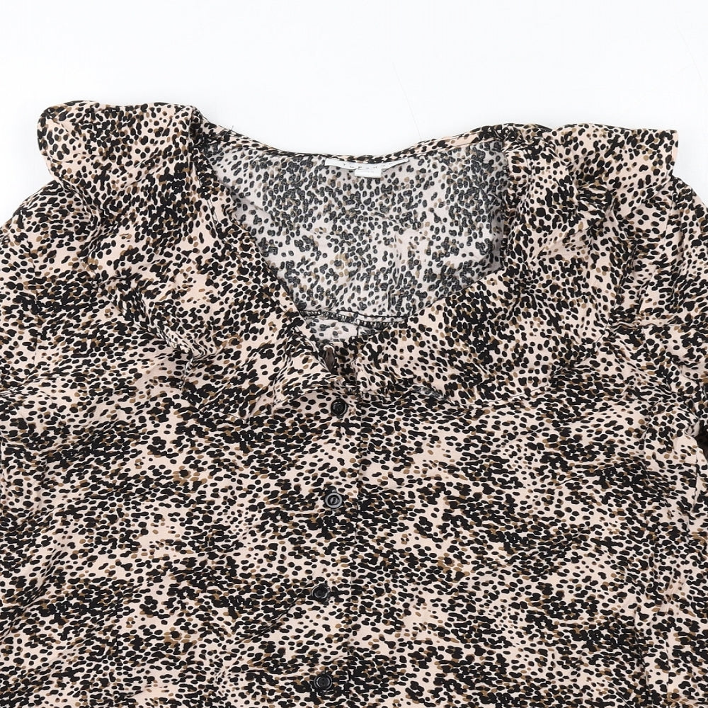 Womens UK Size 6 Topshop Beige Basic Button-Up