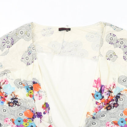 Miss Selfridge Womens Ivory Geometric Polyester Kimono Blouse Size 16 V-Neck