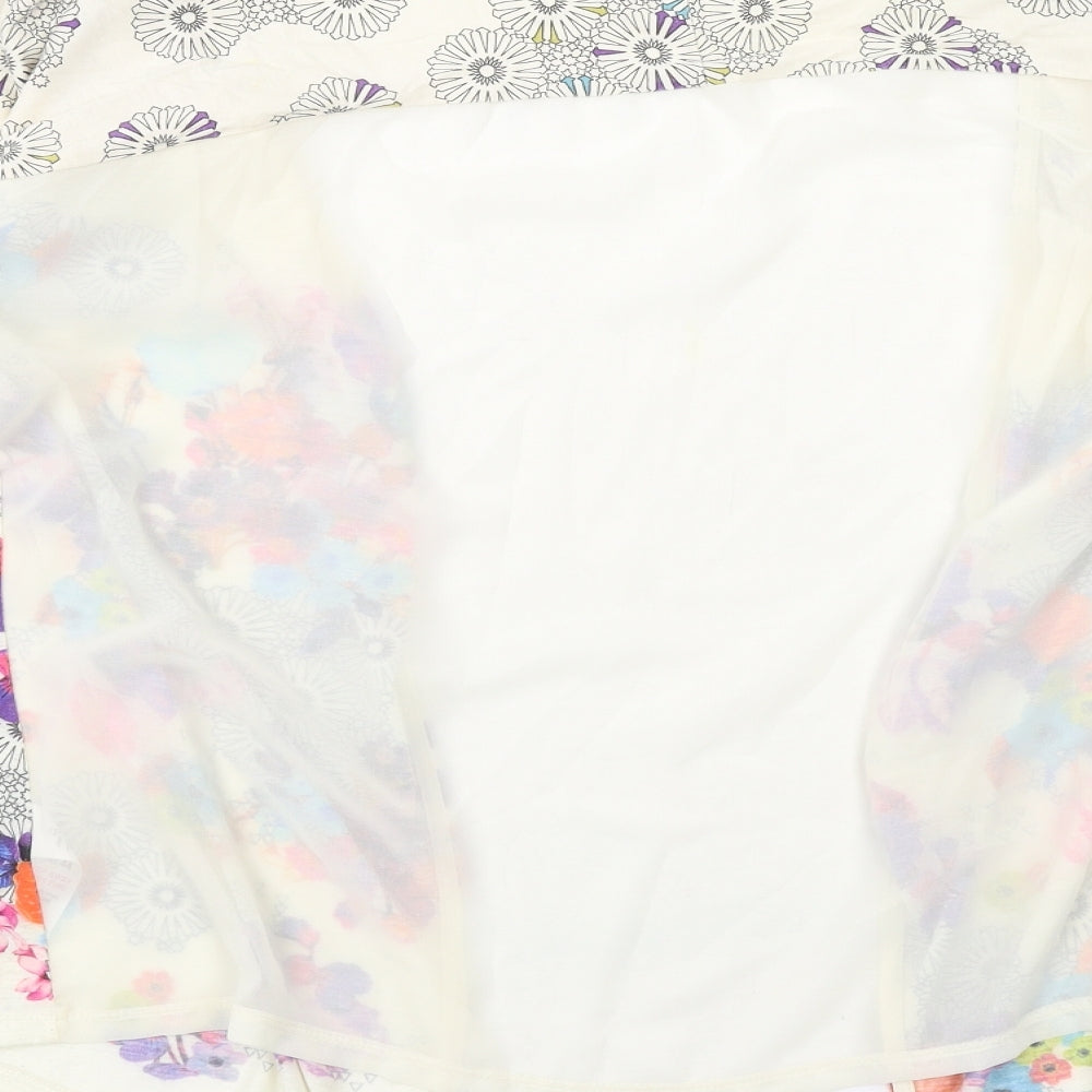 Miss Selfridge Womens Ivory Geometric Polyester Kimono Blouse Size 16 V-Neck