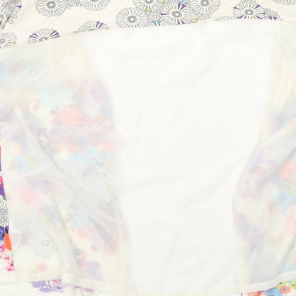 Miss Selfridge Womens Ivory Geometric Polyester Kimono Blouse Size 16 V-Neck