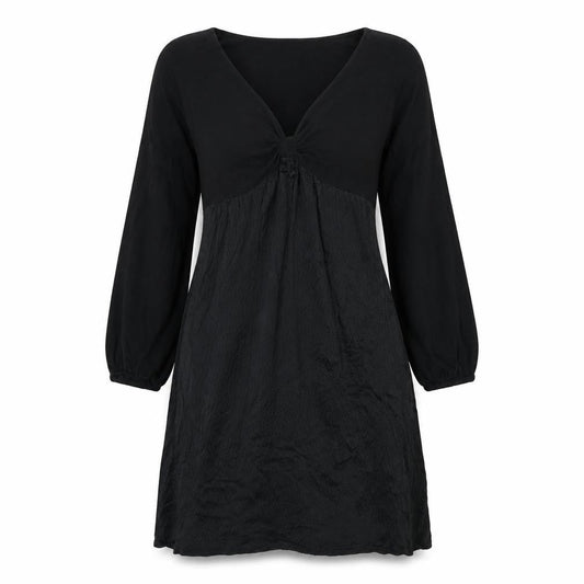 Front view of Kaliko women’s black cotton a-line, size UK 12, v-neck pullover