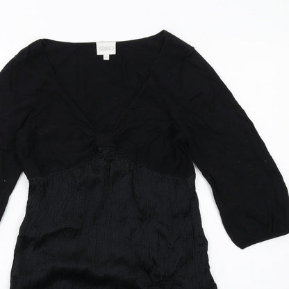 Kaliko Womens Black Cotton A-Line Size 12 V-Neck Pullover
