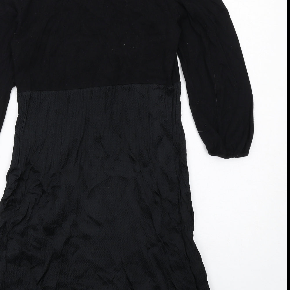 Kaliko Womens Black Cotton A-Line Size 12 V-Neck Pullover