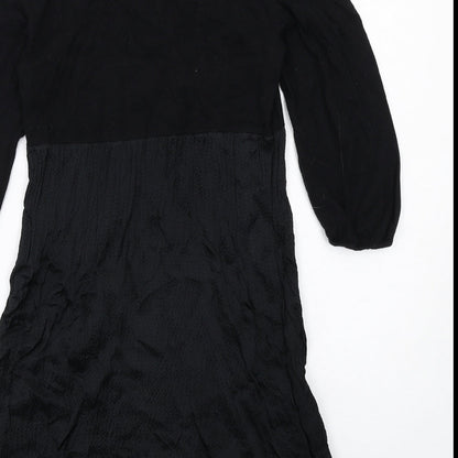 Kaliko Womens Black Cotton A-Line Size 12 V-Neck Pullover