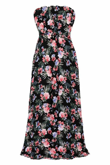 New Look Womens Black Floral Viscose Maxi Size 8 Off the Shoulder Pullover