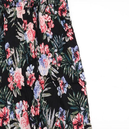 New Look Womens Black Floral Viscose Maxi Size 8 Off the Shoulder Pullover