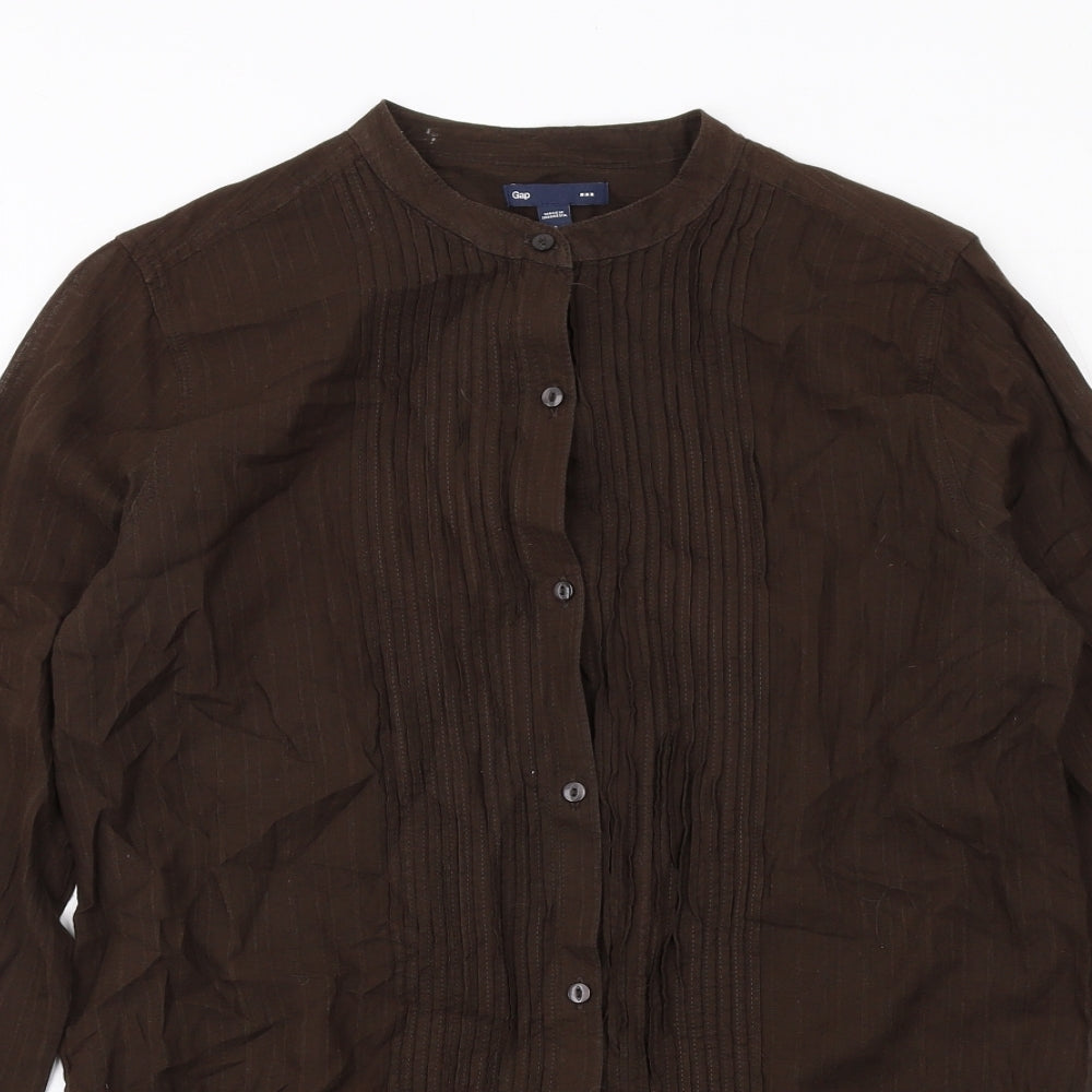 Womens UK Size S Gap Brown Basic Button-Up