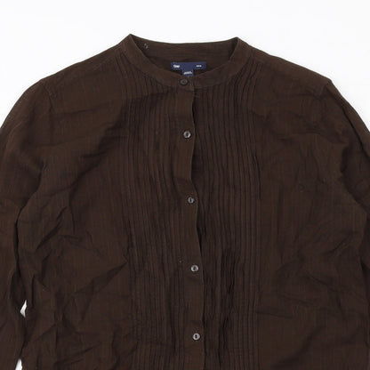 Womens UK Size S Gap Brown Basic Button-Up