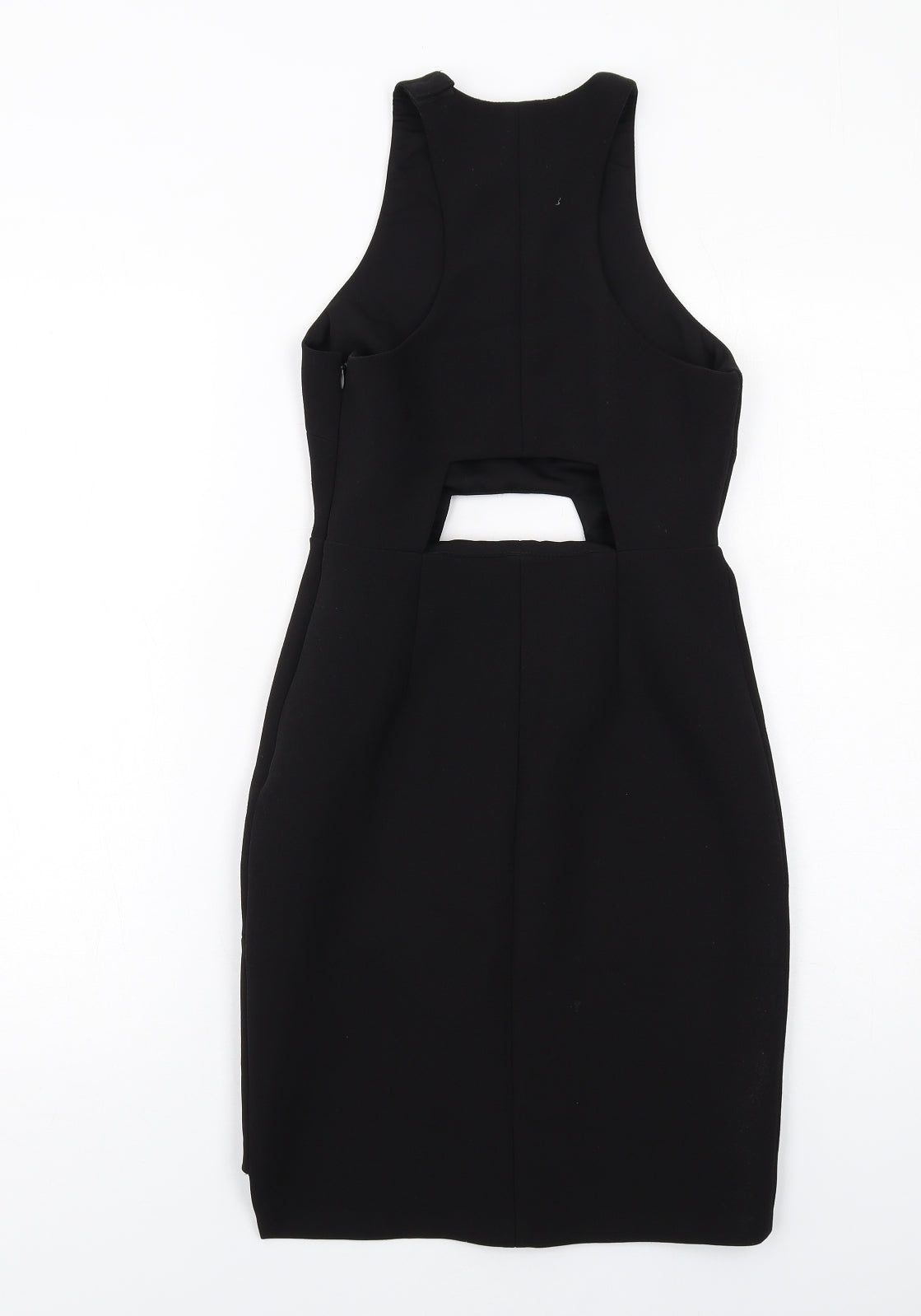 Kendall And Kylie Womens Black Polyester Bodycon Size 6 Round Neck Zip