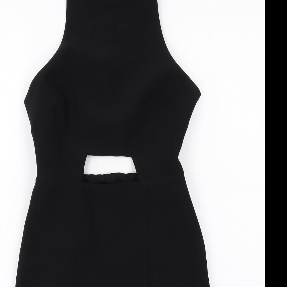Kendall And Kylie Womens Black Polyester Bodycon Size 6 Round Neck Zip