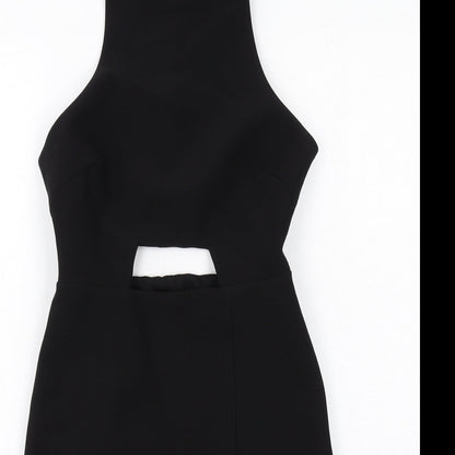 Kendall And Kylie Womens Black Polyester Bodycon Size 6 Round Neck Zip