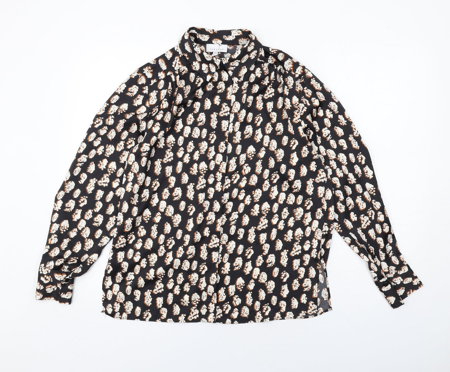 Womens UK Size 8 Topshop Black Basic Button-Up