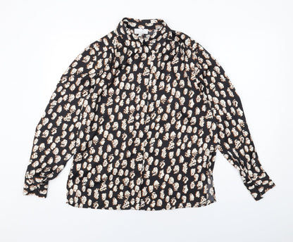 Womens UK Size 8 Topshop Black Basic Button-Up