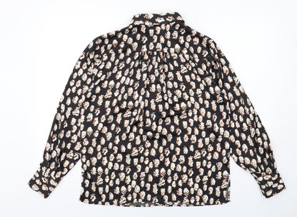 Womens UK Size 8 Topshop Black Basic Button-Up