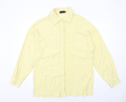 Womens UK Size 12 PRETTYLITTLETHING Yellow Basic Button-Up